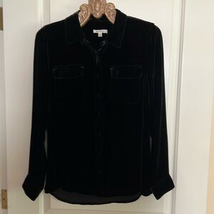 Black silk velvet classic shirt